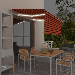 Narancssárga-barna LED-es napellenző redőnnyel 3,5 x 2,5 m