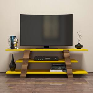 Hanah Home TV állvány Walnut Yellow Flower - dió, sárga