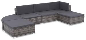 VidaXL 6 darabos szürke polyrattan kerti bútor szett párnákkal