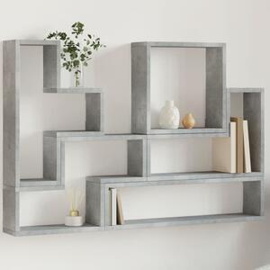 Betonszürke szerelt fa fali polc 96x12x64 cm