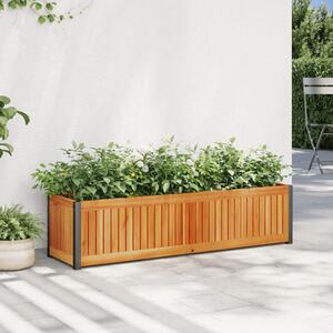 Tömör akácfa és acélkerti virágtartó 110 x 30 x 27,5 cm