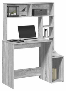 Szürke sonoma színű szerelt fa íróasztal polcokkal 100x45x140cm
