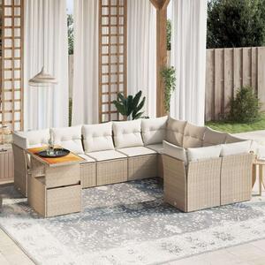 Polyrattan Kerti Ülőgarnitúra - 10 részes - Bézs