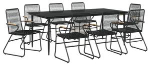 9 részes fekete PVC rattan kerti étkezőgarnitúra
