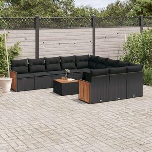 VidaXL Polyrattan Kerti Ülőgarnitúra - 12 részes - Fekete