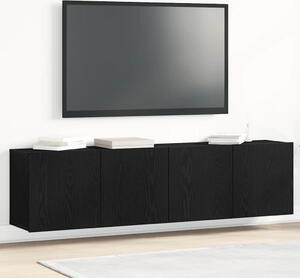 2 db fekete tölgyfa TV-szekrény 160 x 30 x 41 cm