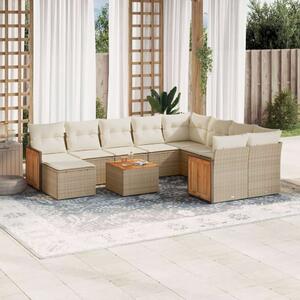 VidaXL Polyrattan Kerti Ülőgarnitúra - 11 részes - Bézs