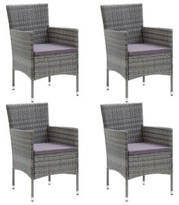 4 db szürke kerti polyrattan étkezőszék