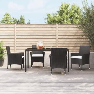 VidaXL 4 db fekete polyrattan kerti szék párnákkal 40 x 40 x 35 cm
