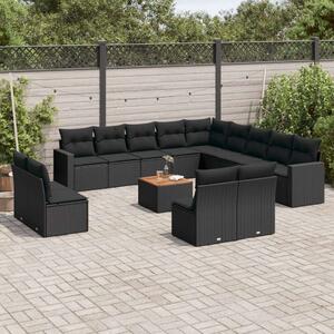 VidaXL Polyrattan Kerti Ülőgarnitúra - 14 részes - Fekete