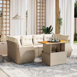 VidaXL Polyrattan Kerti Ülőgarnitúra - 7 részes - Bézs