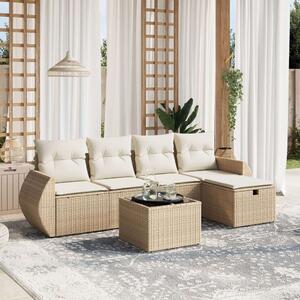 VidaXL Polyrattan Kerti Ülőgarnitúra - 6 részes - Bézs