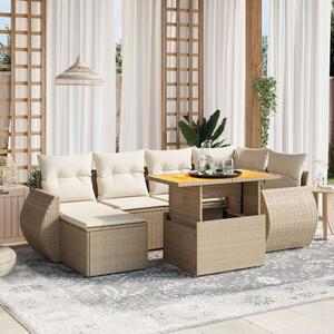 VidaXL Polyrattan Kerti Ülőgarnitúra - 7 részes - Bézs