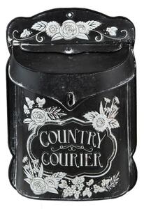 Vintage fém fekete postaláda fehér virágokkal - Country Courier