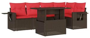 VidaXL 6 db barna polyrattan kerti kanapégarnitúra párnákkal