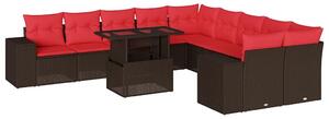 VidaXL 11 db barna polyrattan kerti kanapégarnitúra párnákkal