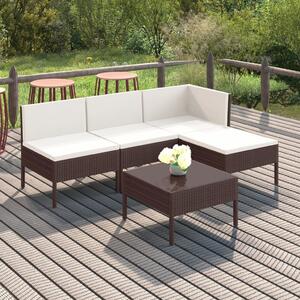 VidaXL 5 részes barna polyrattan kerti bútorszett párnákkal