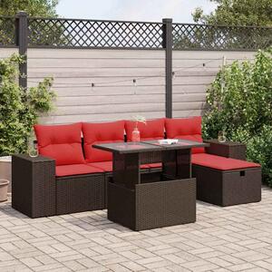 VidaXL 6 részes barna polyrattan kerti ülőgarnitúra párnákkal