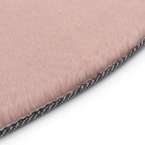 Kerek antik rózsaszín szőnyeg JANES mesterséges nyúlszőrméből 80 cm