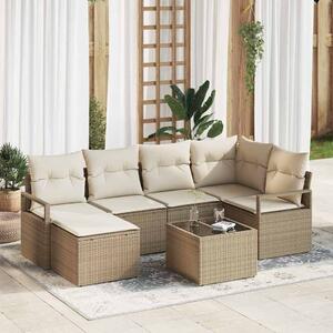 VidaXL Kanapé Szett 7 pcs Bézs polirattan