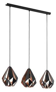 LED lámpa függeszték , mennyezeti , 3 x E27 , acél , fekete , vörösréz , EGLO , CARLTON 1 , 49991