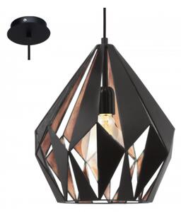 LED lámpa függeszték , mennyezeti , E27 , acél , fekete , vörösréz , EGLO , CARLTON 1 , 49254