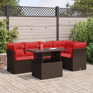 VidaXL 6 részes barna polyrattan akácfa kerti ülőgarnitúra párnával