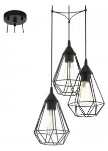 LED lámpa függeszték , mennyezeti , 3 x E27 , acél , fekete , EGLO , TARBES , 94191