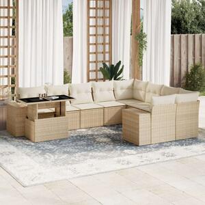 VidaXL Polyrattan Kerti Ülőgarnitúra - 10 részes - Bézs