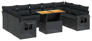 VidaXL Polyrattan Kerti Ülőgarnitúra - Fekete - 10 részes
