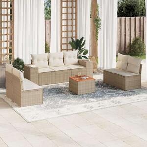 Polyrattan Kerti Ülőgarnitúra - 8 részes - Bézs