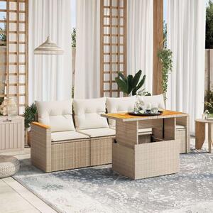 VidaXL Polyrattan Kerti Ülőgarnitúra - 5 részes - Bézs