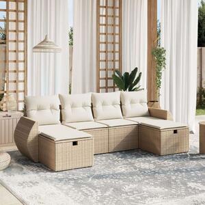 VidaXL Polyrattan Kerti Ülőgarnitúra - 6 részes - Bézs