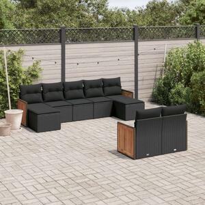 VidaXL Polyrattan Kerti Ülőgarnitúra - 9 részes - Fekete