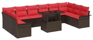VidaXL Kerti Kanapé Szett párnával 11 pcs Barna Poli rattan