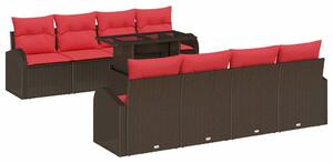 VidaXL Kerti Kanapé Szett 9 db Barna Poly Rattan