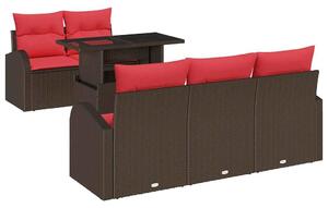 VidaXL Kerti Kanapé Szett 6 db Barna Poly Rattan