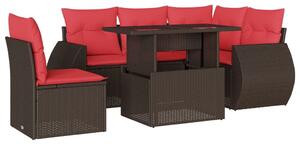 VidaXL 6 db barna polyrattan kerti kanapégarnitúra párnákkal