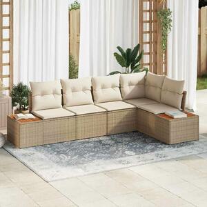 VidaXL Kerti Kanapé Szett párnával 5 pcs Bézs Poli rattan