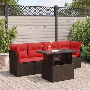 VidaXL 5 részes barna polyrattan akácfa kerti ülőgarnitúra párnával