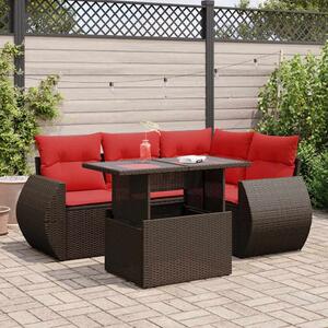 VidaXL 5 részes barna polyrattan akácfa kerti ülőgarnitúra párnával
