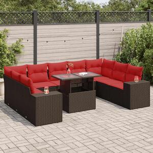 VidaXL 10 részes barna polyrattan akácfa kerti ülőgarnitúra párnákkal