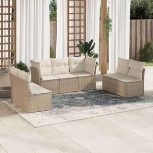 VidaXL Polyrattan Kerti Ülőgarnitúra - 7 részes - Bézs