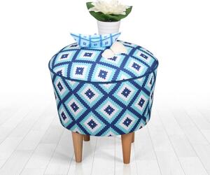 Atelier Del Sofa Puff Blue White Sky v3 - Kék, Fehér