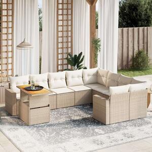 VidaXL Polyrattan Kerti Ülőgarnitúra - 10 részes - Bézs