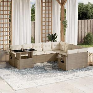 VidaXL Polyrattan Kerti Ülőgarnitúra - 10 részes - Bézs