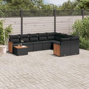 VidaXL Polyrattan Kerti Ülőgarnitúra - 10 részes - Fekete