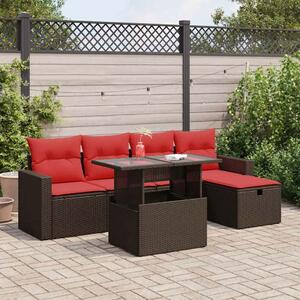 VidaXL 6 részes barna polyrattan akácfa kerti ülőgarnitúra párnákkal