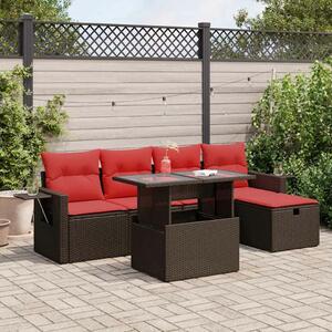 VidaXL 6 részes barna polyrattan kerti ülőgarnitúra párnákkal