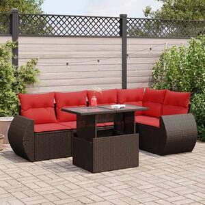 VidaXL 6 részes barna polyrattan akácfa kerti ülőgarnitúra párnával